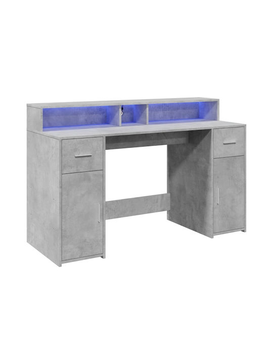 Birou Din Lemn Gri cu LED și USB cu Dimensiuni 140x55x91cm
