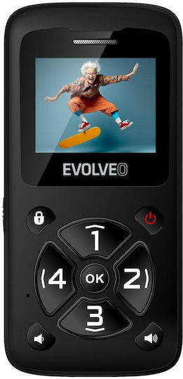 Evolveo EasyPhone ID Single SIM Мобилен Телефон с Големи Бутони Черен