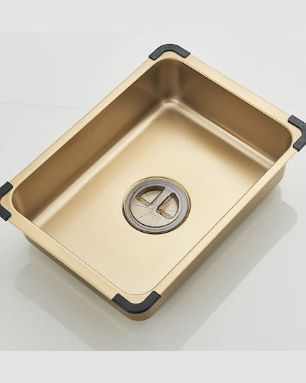 Naron Nr5521bg Drop-In Kitchen Sink Inox Brushed with Faucet L75xW46cm Gold