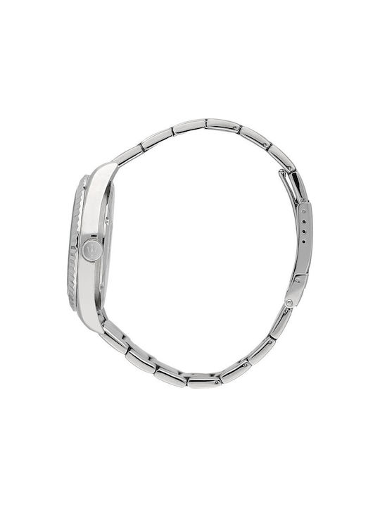 Maserati Ανδρικό Ρολόι 43mm Μπαταρίας με Ασημί Μεταλλικό Μπρασελέ