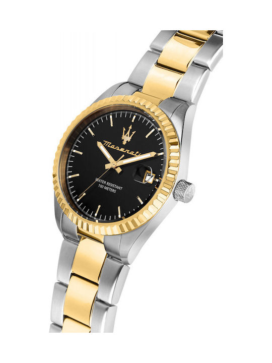 Maserati Ανδρικό Ρολόι 43mm Μπαταρίας με Χρυσό Μεταλλικό Μπρασελέ