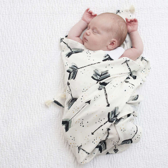 La Millou Pique Swaddle Wrap Magnolies Green 100x120cm.