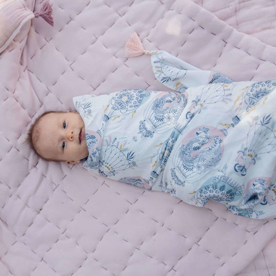 La Millou Pique Swaddle Wrap Magnolies Green 100x120cm.