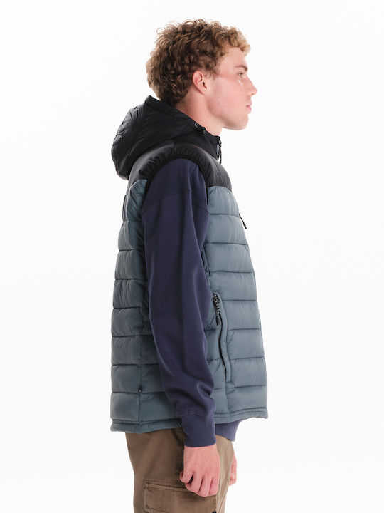 Ärmellos Winter Jacke Puffer Wasserdicht und Winddicht Dusty Pine/black, Khaki