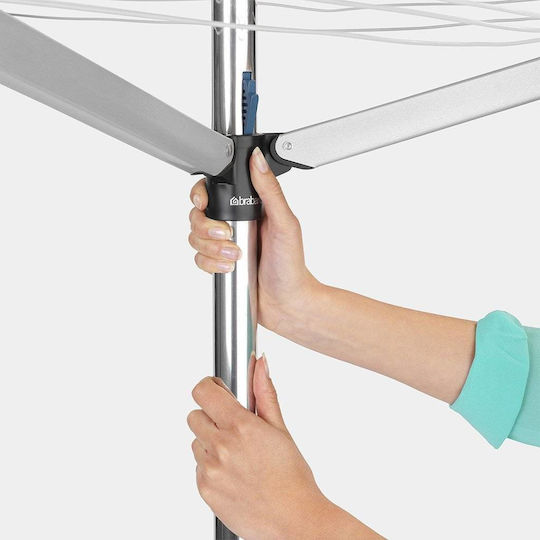 Brabantia Essential Folding Floor Clothes Drying Rack for Garden Metallic with 50m Hanging Length