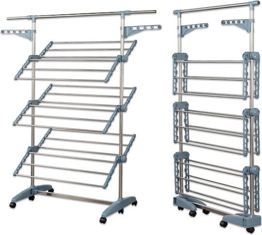 Herzberg Metallic Folding Floor Clothes Drying Rack White with Hanging Length 20m