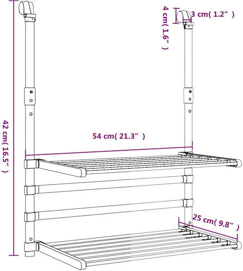 vidaXL Folding Hanging Clothes Drying Rack Made of Aluminum with Hanging Length 7m
