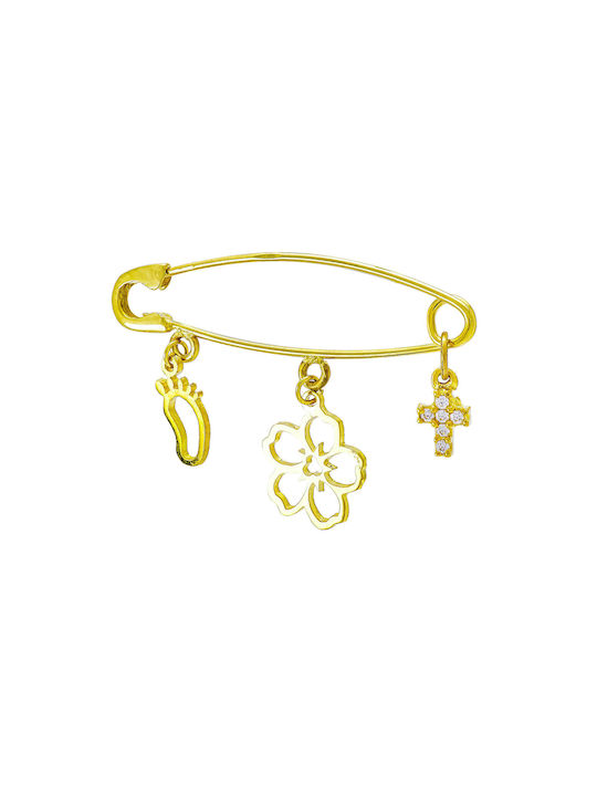 Kiriakos Gofas Child Safety Pin made of Gold 9K for Girl