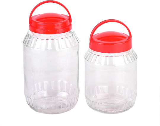 Mondex Set 6 Pieces Glass Transparent Sugar Jars with Lid Capacity 3100ml