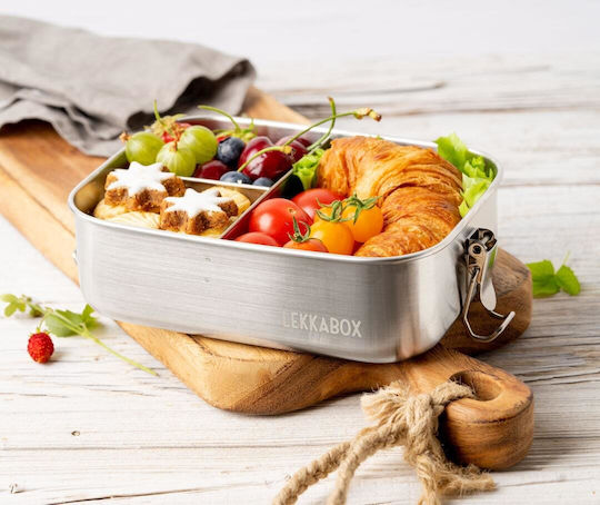 Lekkabox Кутия за Храна Inox Сребриста С Прегради 1лт