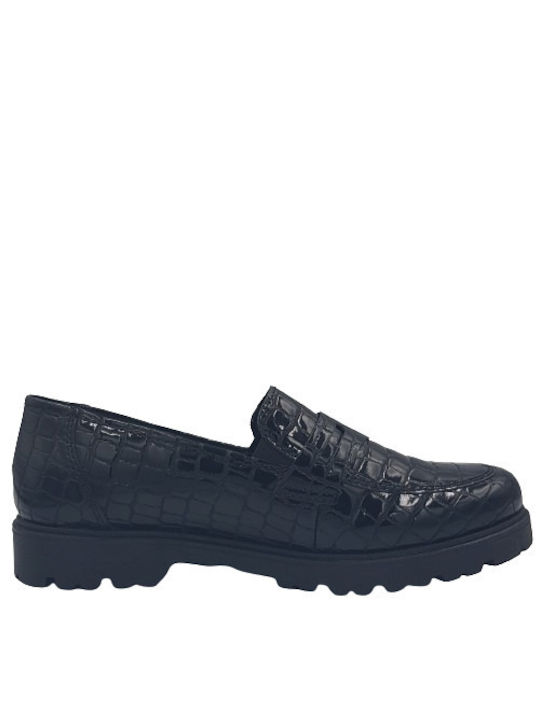 Rieker Patent Leather Women's Moccasins in Black Color