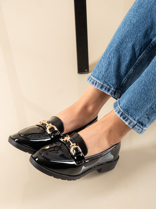 The Shoemart Patent Leather Women's Loafers in Blue Color