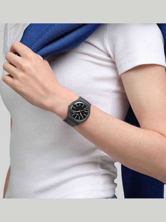 Swatch Coblestone Street Men's Watch 41mm Battery with Gray Rubber Strap