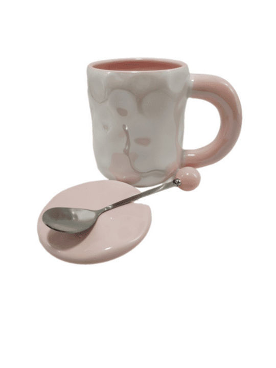 Tasse aus Porzellan mit Deckel Weiß 450ml 1Stück