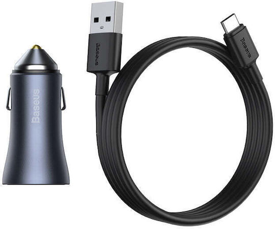 Baseus Magic Car Charger Încărcător Auto 40W cu Porturi: 1xUSB 1xType-C Negru Culoare