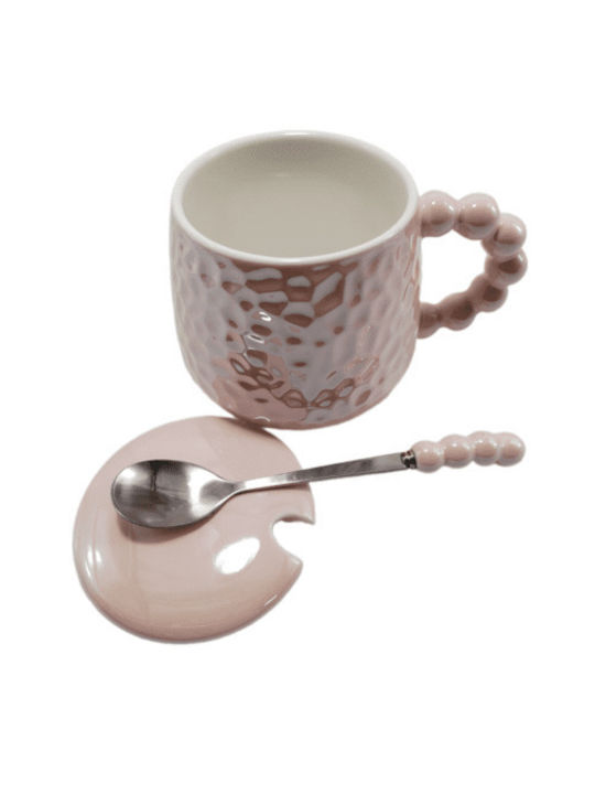 Tasse aus Porzellan mit Deckel Rosa 400ml 1Stück