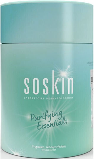 Soskin Promo Purifying Essentials Kit Gentle Purifying Cleansing Gel 60ml & Shine-control Purifying Moisturizer 60ml & Sun Cream Very High Protection Fluid Texture 30ml