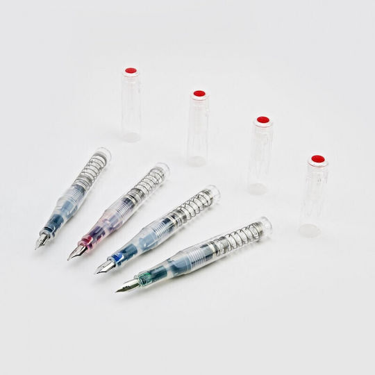 Twsbi Go Spring Load Mechanism Peniță de Caligrafie Fine Transparent cu Roșu Cerneală