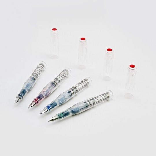 Twsbi Go Spring Load Mechanism Peniță de Caligrafie Fine Transparent cu Roșu Cerneală