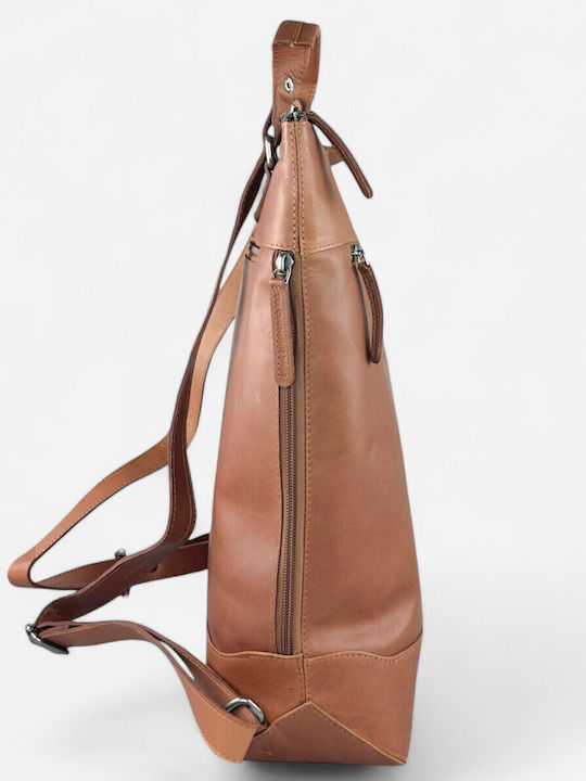 Leather Women's Bag Shopper Backpack Tabac Brown