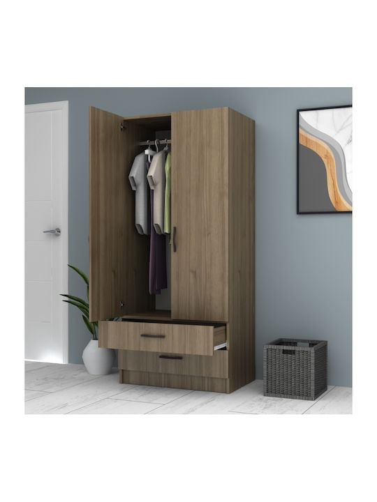 Double Door Wardrobe Ricardo Walnut 80x51.8x181cm