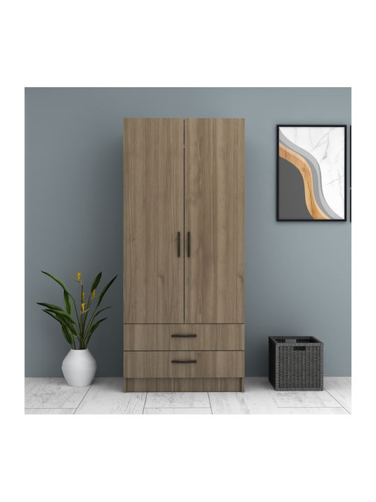 Double Door Wardrobe Ricardo Walnut 80x51.8x181cm