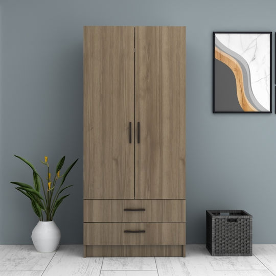Double Door Wardrobe Ricardo Walnut 80x51.8x181cm