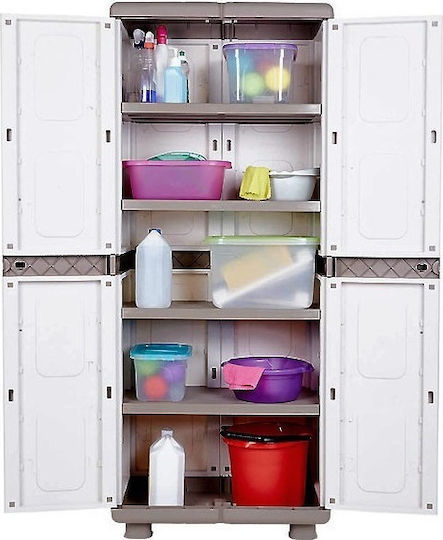 Zweiflügeliger Schrank Elektrisch Kunststoff mit 4 Regale 73x44x179cm