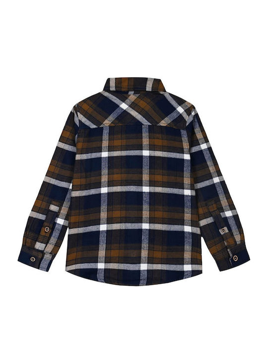 Kids Checked Shirt Long Sleeve Brown