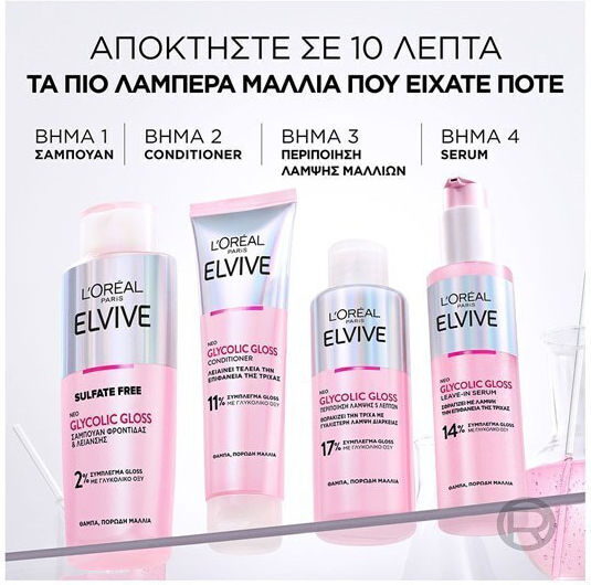 L'Oreal Paris Elvive Glycolic Gloss 14% Leave In Serum Μαλλιών για Λείανση 150ml