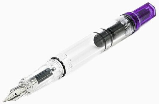 Twsbi Еко Прозрачна Лилава Писалка Калиграфия Fine Прозрачна с Лилаво Мастило