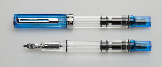 Twsbi Eco Transparent Blue Piston Filling Πένα Καλλιγραφίας Broad Γαλάζια με Μπλε Μελάνι