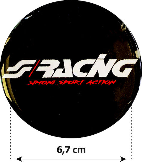 Simoni Racing Αυτοκόλλητα Σήματα Αυτοκινήτου με Επικάλυψη Σμάλτου 6.7 x 6.7cm για Ζάντες Αυτοκινήτου σε Λευκό Χρώμα 4τμχ