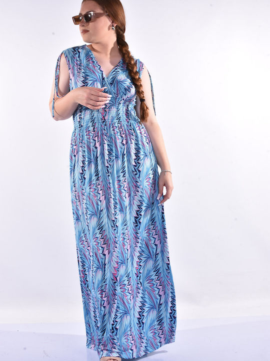 Raiden Maxi Rochie Print, Sky Blue