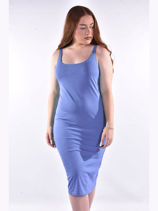 Sommer Midi Damenkleid Hellblau