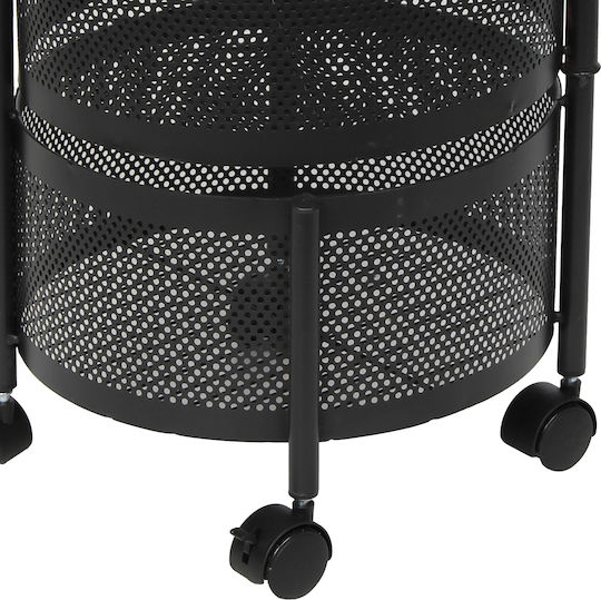 Keskor Metallic Kitchen Trolley 3 Tiers Black 30x30x58cm