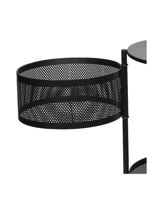 Keskor Metallic Kitchen Trolley 3 Tiers Black 30x30x58cm