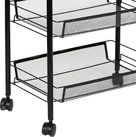 Keskor Kitchen Trolley Metallic 4 Tiers Black 44x25.5x83cm
