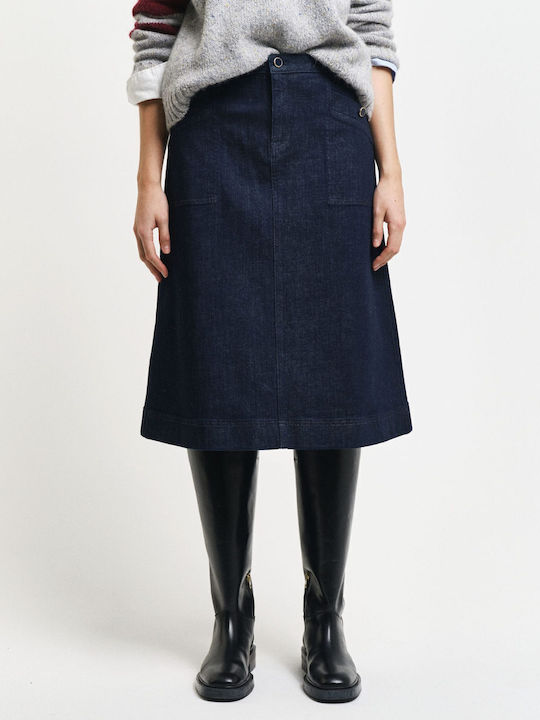Denim Midi Skirt Dark Blue