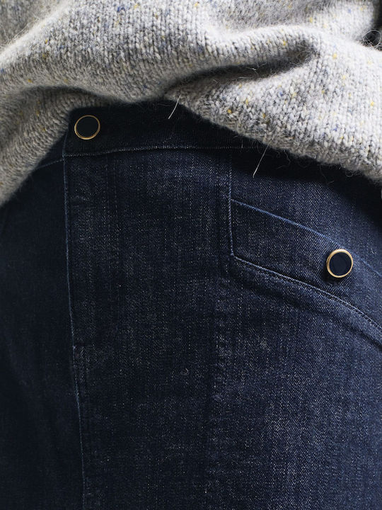 Denim Midi Skirt Dark Blue