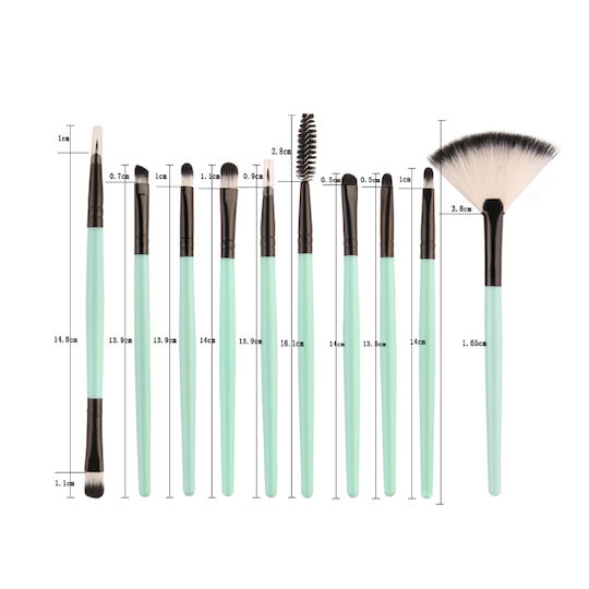 18 Makeup Brushes Fan Brush Maange Purple Bronze