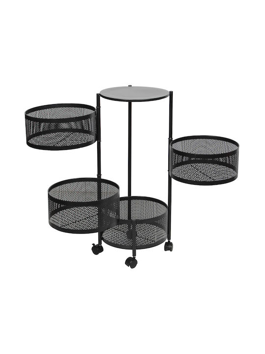 Keskor Metal Kitchen Trolley 4 Tiers Black 30x30x76cm