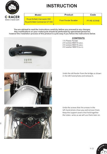 C-Racer Aripă Față Roată Motocicletă pentru Triumph Amestecător Negru 1buc