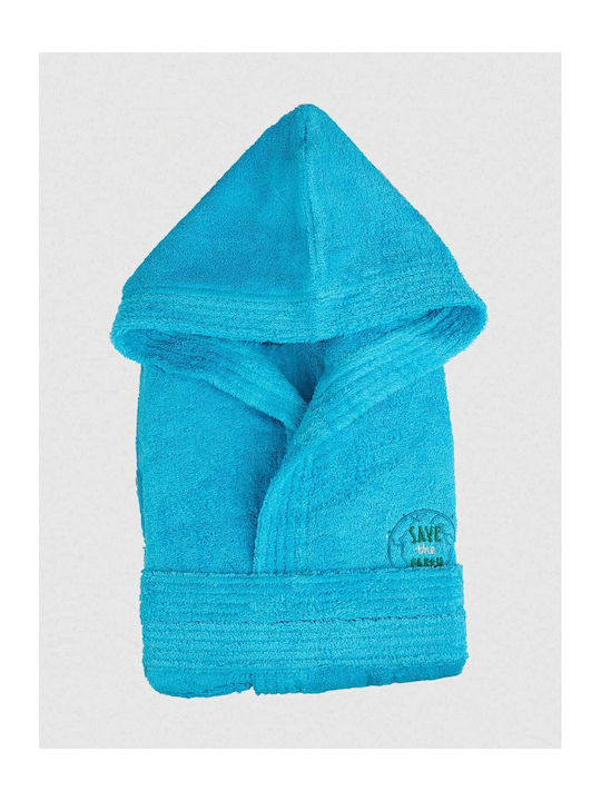 Sunshine Παιδικό Μπουρνούζι Turquoise mit Kapuze