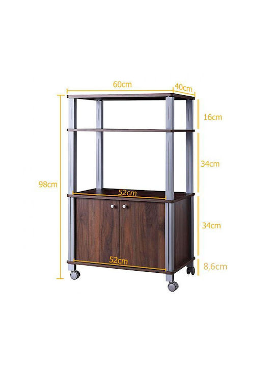 Costway Kitchen Rack Plastic 4 Tiers Brown 60x40x98cm