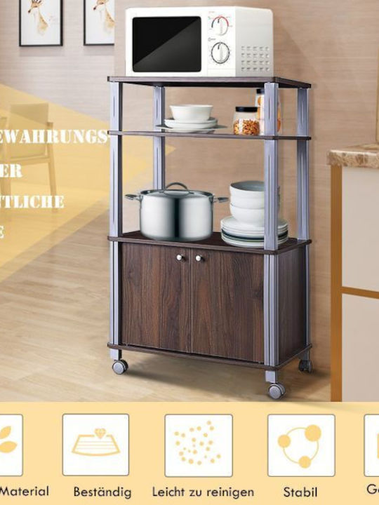 Costway Kitchen Rack Plastic 4 Tiers Brown 60x40x98cm