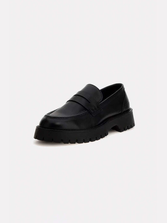 Guess Men's Leather Loafers Black