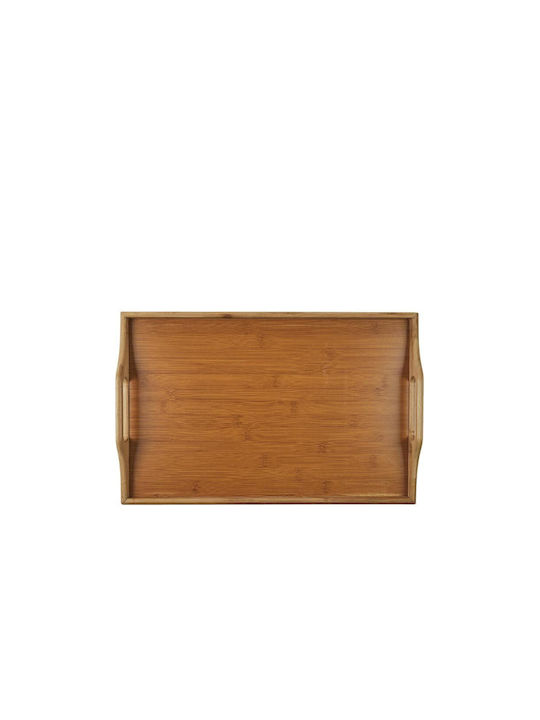 Bambus Dreptunghiular Tavă de Servire din Bamboo cu Mânere în Culoare Maro 45.5x17x30cm KA5054 1buc