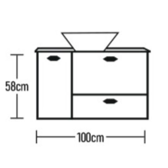 Chrisart LON HPL Blat cu Lavoar & Oglindă L100xW46xH58cm 6035 Gray