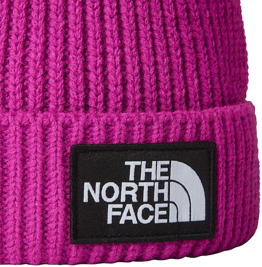 Logo Box Beanie Unisex Căciulă Tricotat în culoarea Fuchsia
